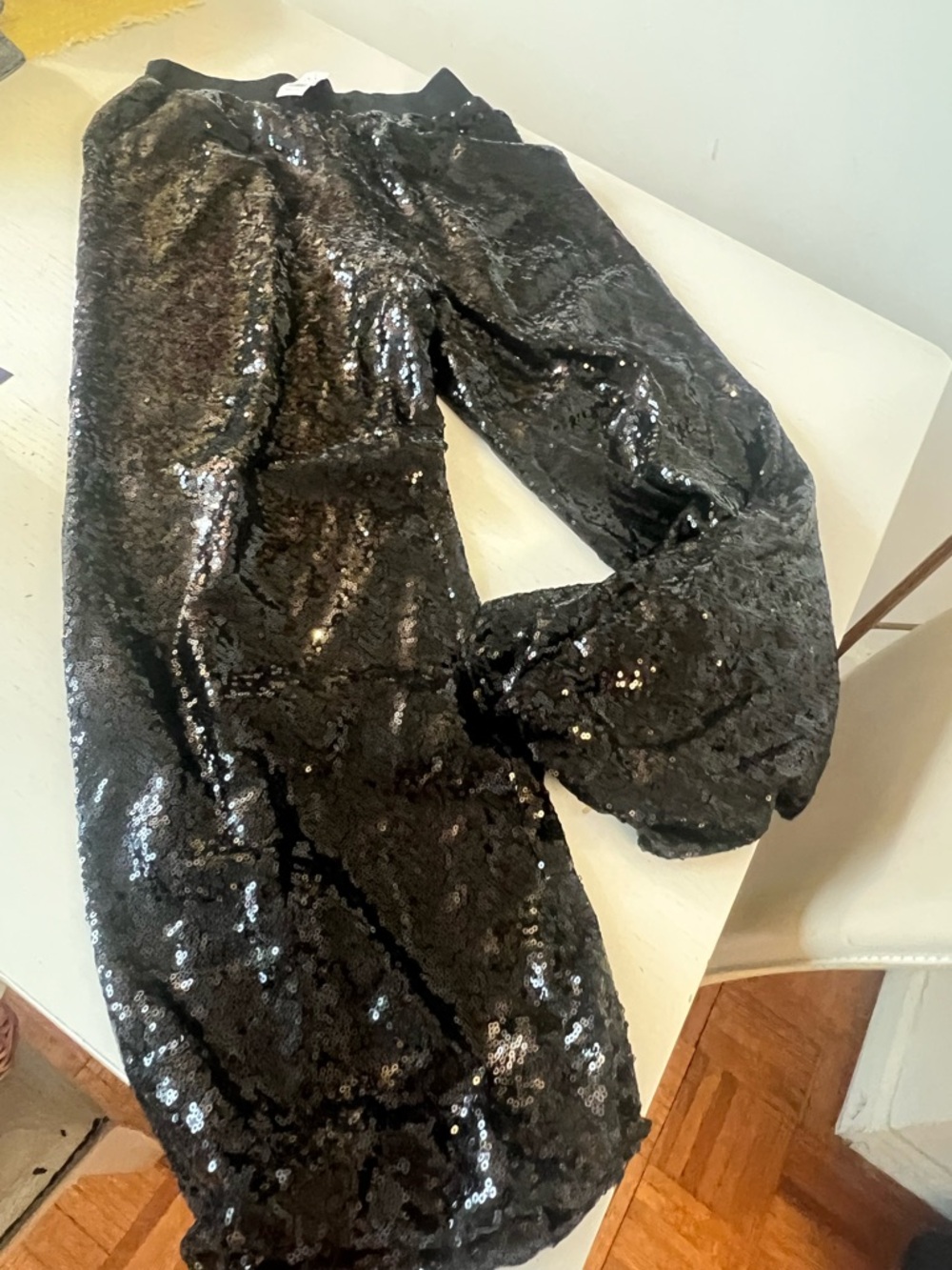 Lowest price🔥Party ready! 🖤 Sequin lined bubble hem pants w/elastic waist ⭐️NWT - Picture 9 of 9